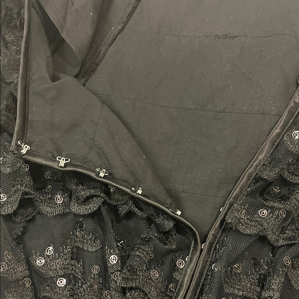 Black Ruffled Sequin Top - Picture 5 of 5